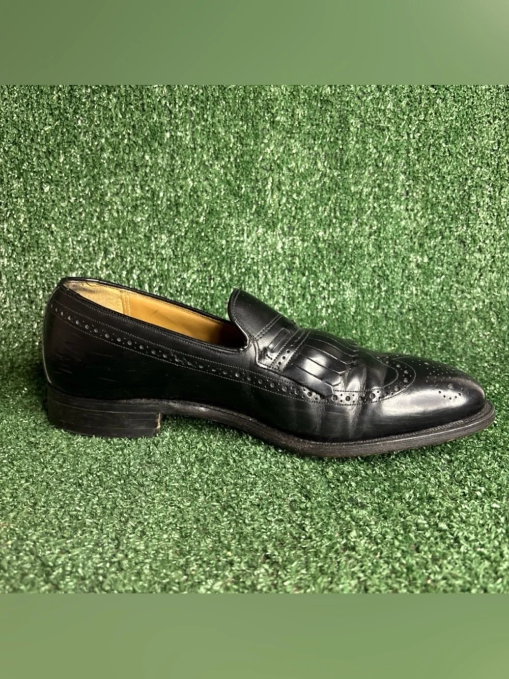 Johnston & Murphy Kiltie Loafers Mens Size 11‎ Black Leather Dress Shoes Wingtip